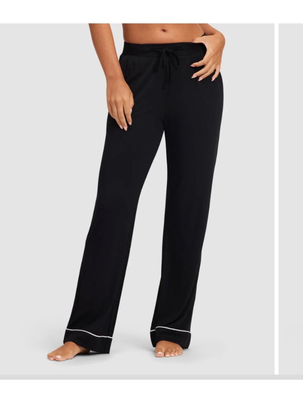 Cozy earth Bamboo Black Lounge Pajama Pants with Contrast Piping Sz XL tall